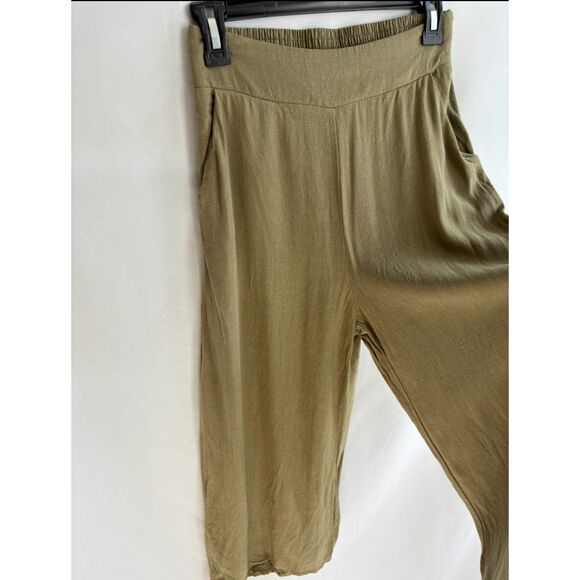 ANRABESS Linen Pants Boho Wide Leg High Waist Lounge Cropped S Lagenlook - Picture 2 of 12